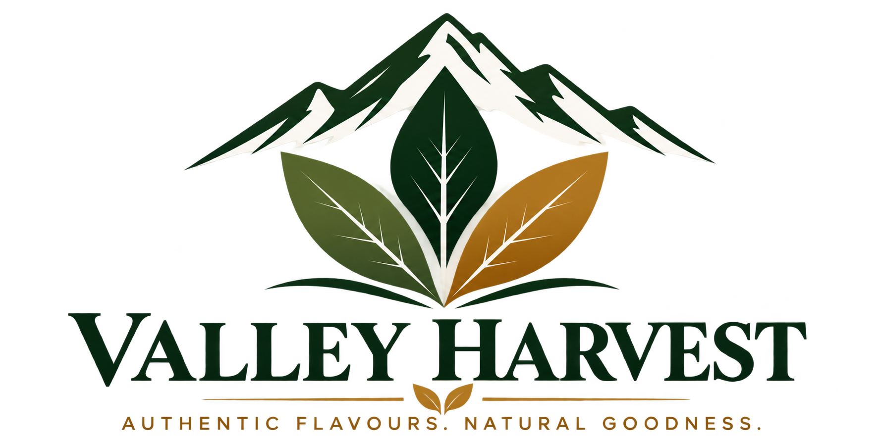 VALLEY HARVEST Kashmir mountain and leaf emblem wordmark